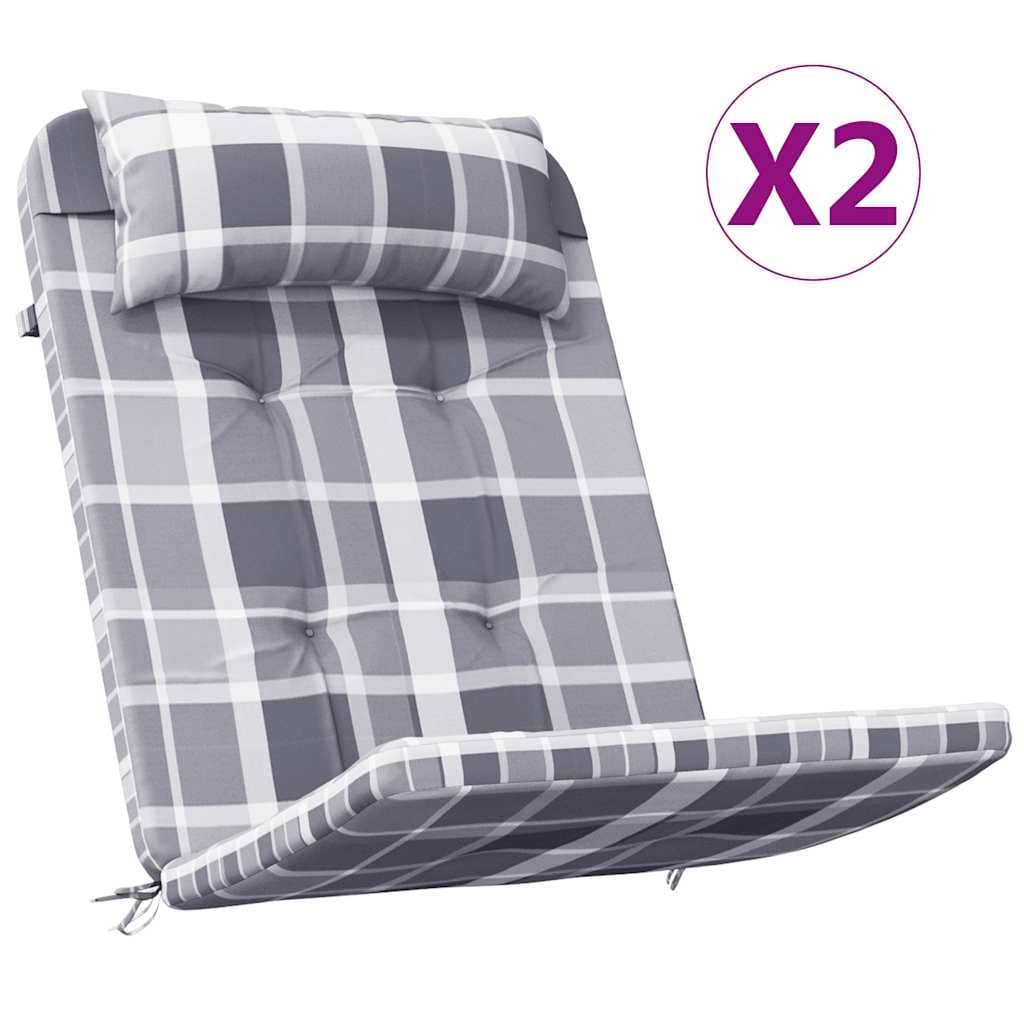 vidaXL Almofadões cadeira adirondack 2 pcs tecido oxford xadrez cinza