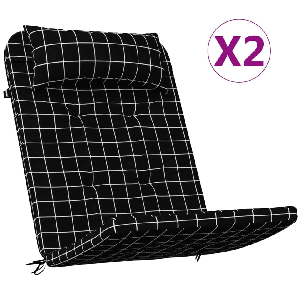 vidaXL Almofadões cadeira adirondack 2 pcs tecido oxford xadrez preto