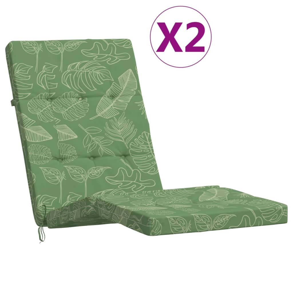 vidaXL Almofadões p/ cadeira de terraço 2 pcs tecido oxford folhas