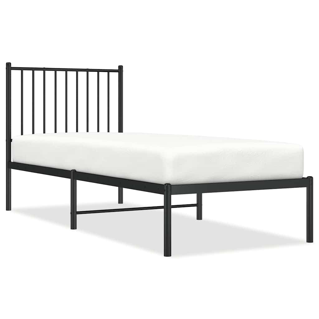 vidaXL Estrutura de Cama com Cabeceira 80x200 cm Metal Preto - 276890854
