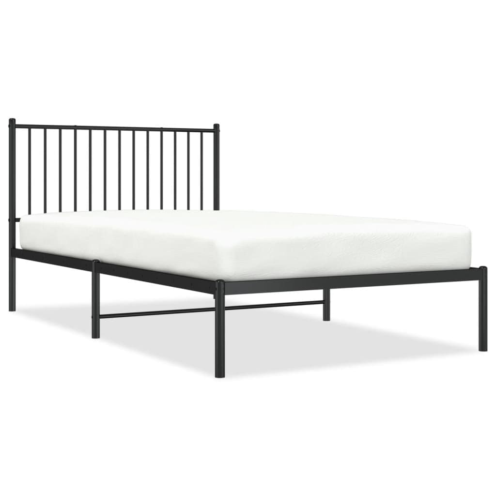 vidaXL Estrutura de cama com cabeceira 107x203 cm metal preto