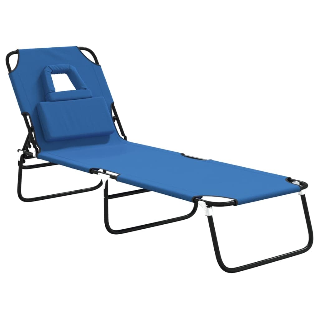 vidaXL Espreguiçadeira dobrável tecido oxford/aço revestido a pó azul