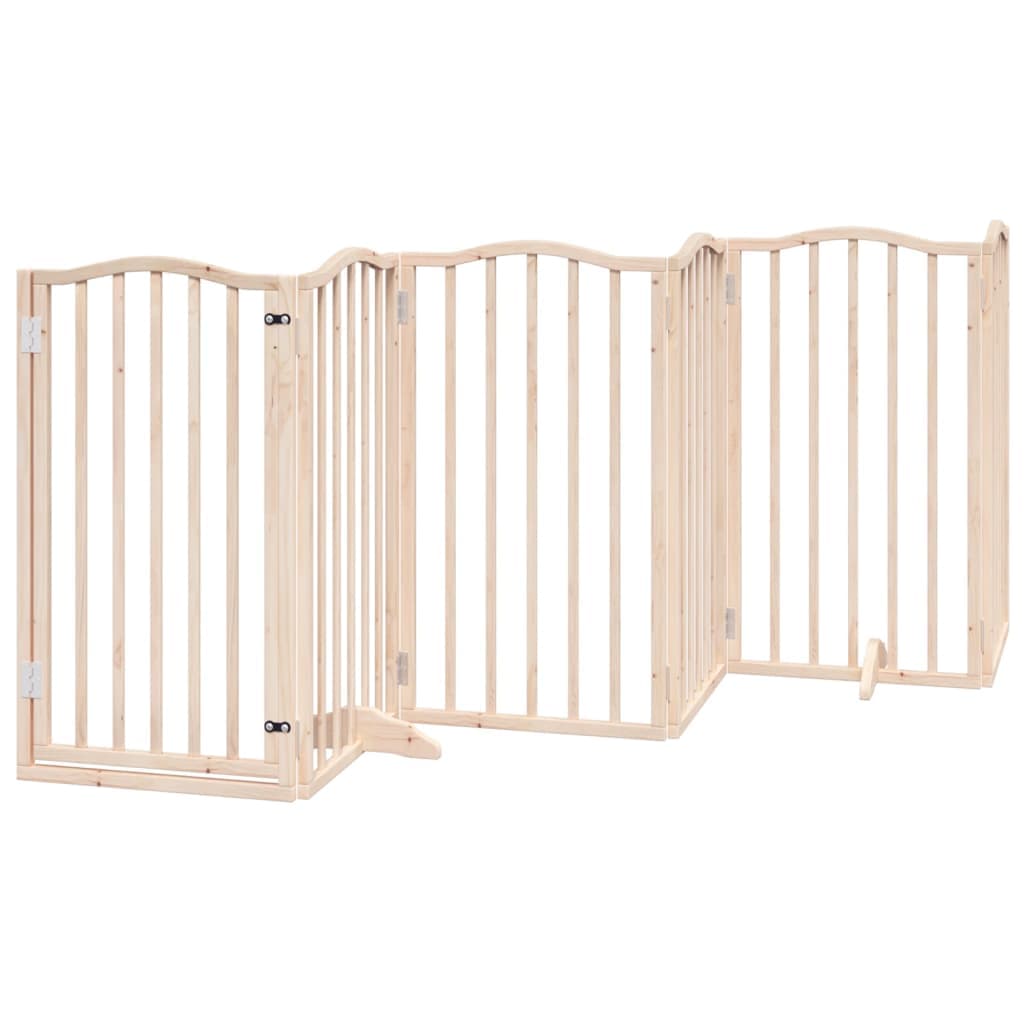 vidaXL Portão para cães com porta dobrável, 6 painéis, 300 cm, madeira de álamo