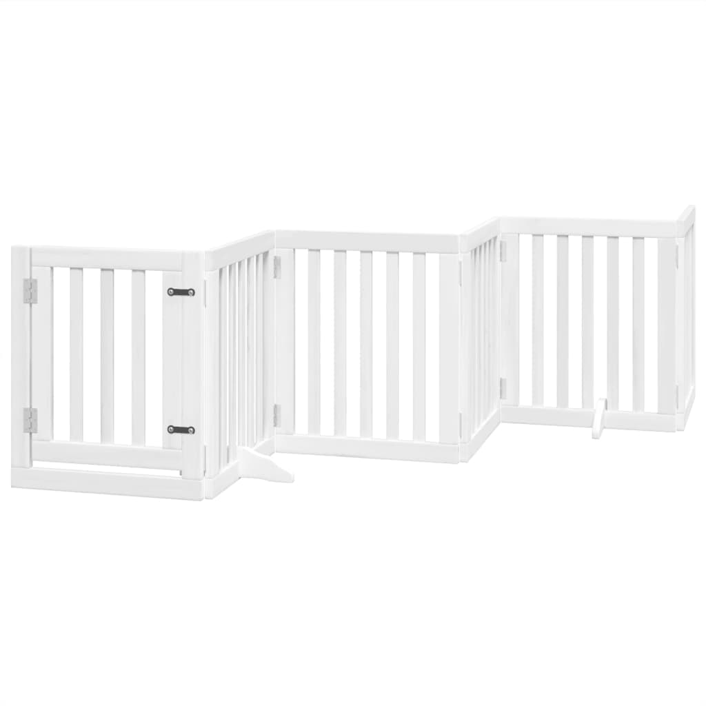 vidaXL Portão p/ cães com porta dobrável 6 painéis 300 cm álamo branco