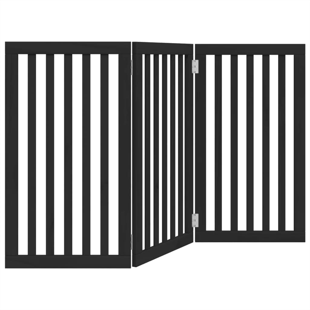 vidaXL Portão para cães dobrável 3 painéis 150 cm álamo preto