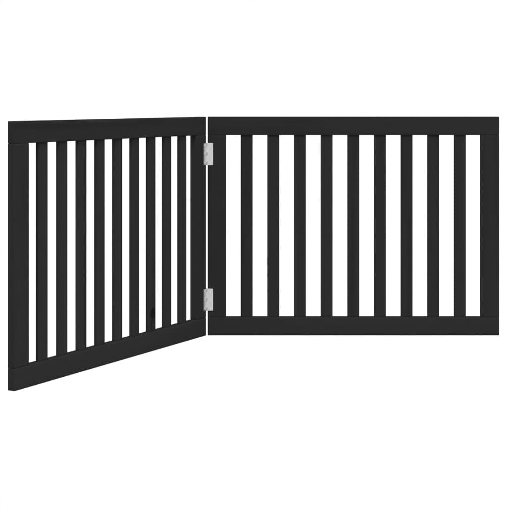 vidaXL Portão p/ cães dobrável 2 painéis 160 cm madeira de álamo preto