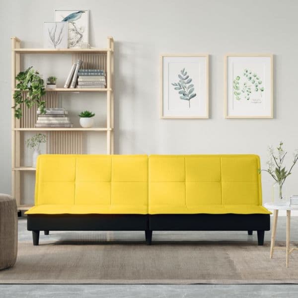 Sofá Cama vidaXL Tecido Amarelo-claro - 597536156