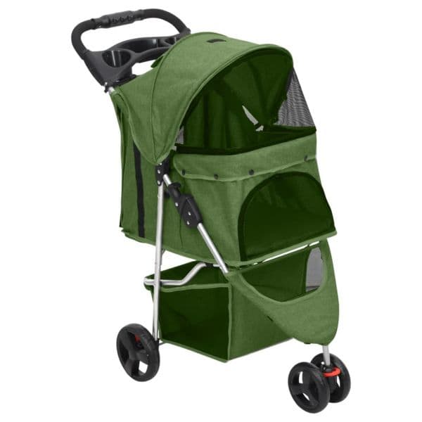 Carrinho Dobrável para Cães 80x46x98 cm Tecido Oxford Verde - 172198