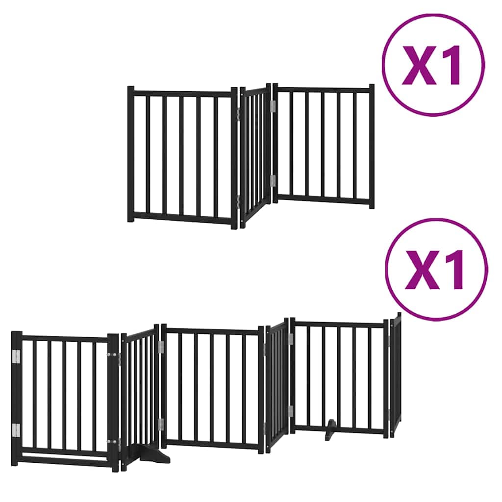 vidaXL Portão p/ cães com porta dobrável 9 painéis 450 cm álamo preto