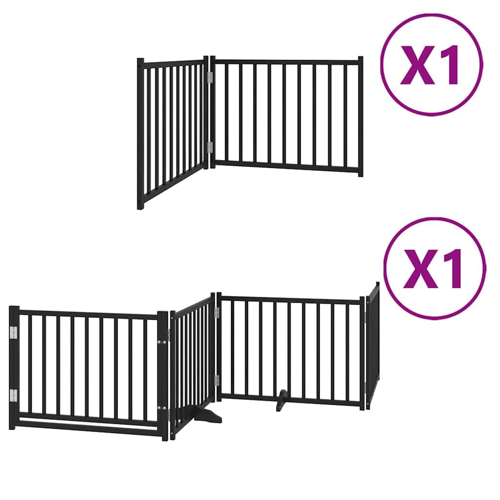 vidaXL Portão p/ cães com porta dobrável 6 painéis 480 cm álamo preto