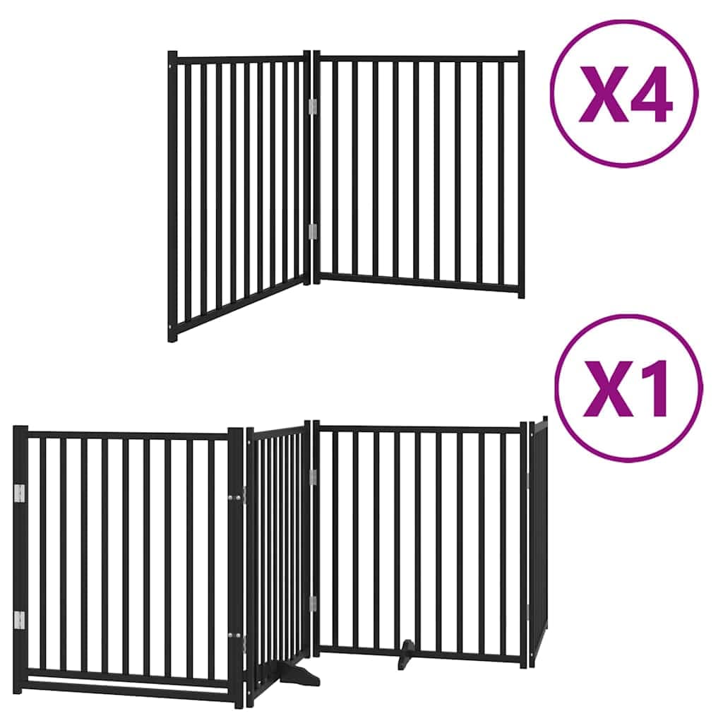 vidaXL Portão p/ cães com porta dobrável 12 painéis 960 cm álamo preto