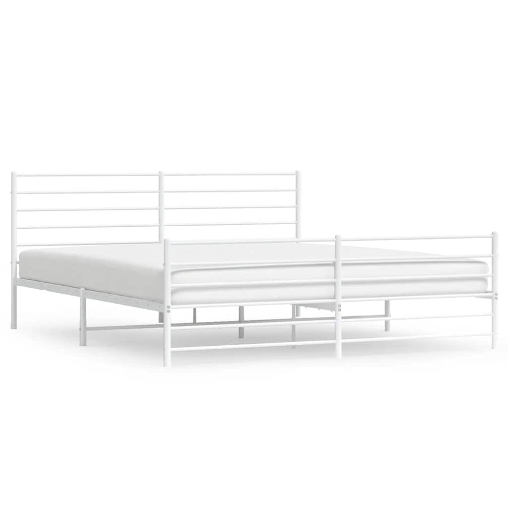 vidaXL Estrutura de cama com cabeceira e pés 180x200 cm metal branco