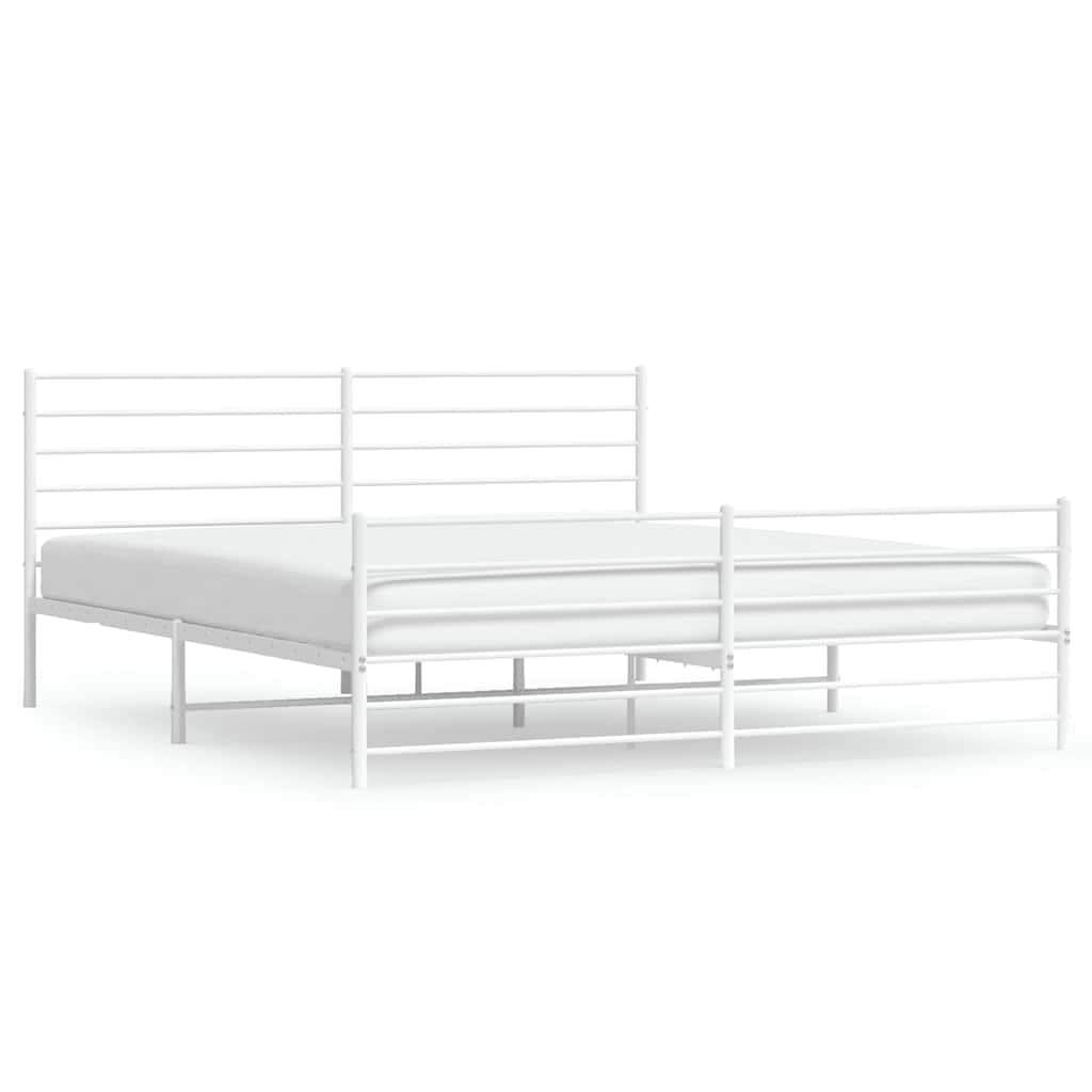 vidaXL Estrutura de cama com cabeceira e pés 183x213 cm metal branco