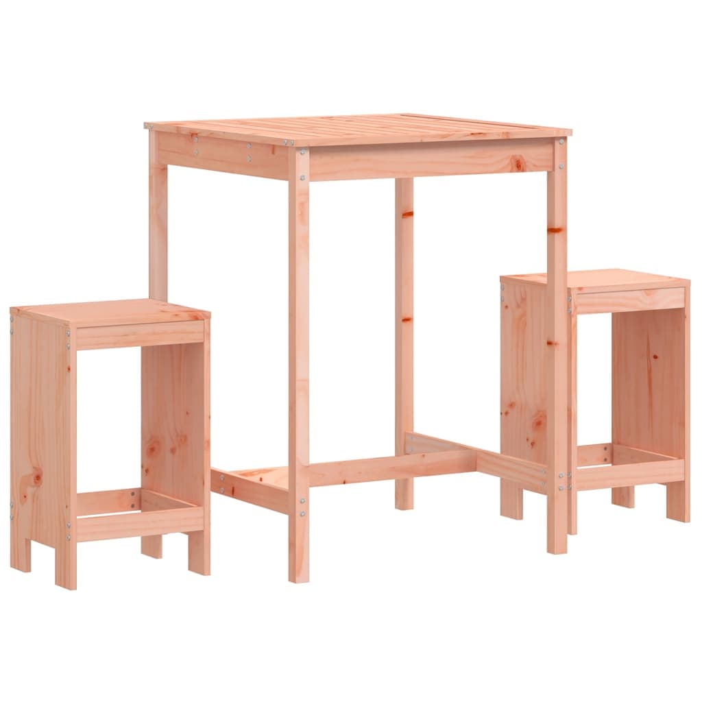 vidaXL 3 pcs conjunto de bar para jardim madeira de douglas maciça
