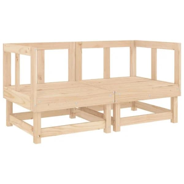 vidaXL Sofás de Canto para Jardim 2 Peças Madeira de Pinho Maciça - 677333116