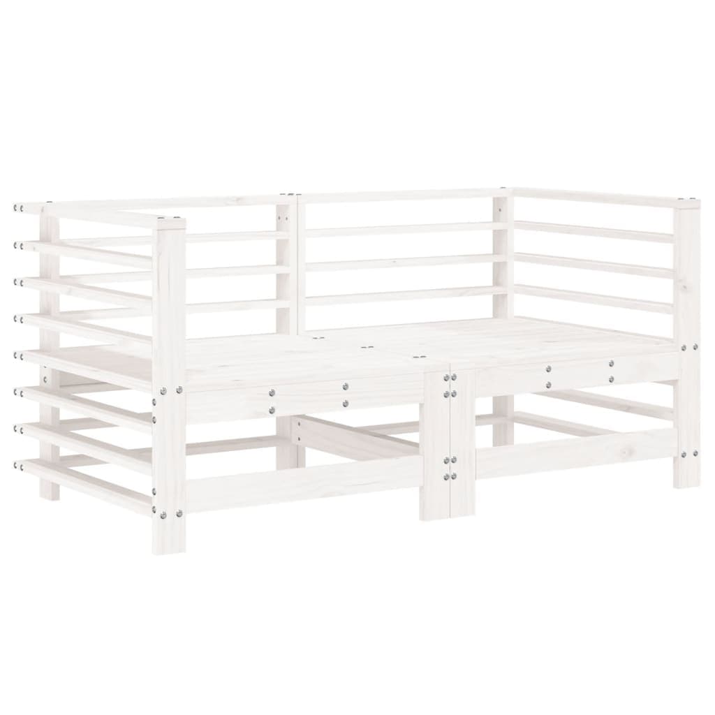 vidaXL Sofás de Canto para Jardim 2 Peças Madeira de Pinho Maciça Branco - 1243609022