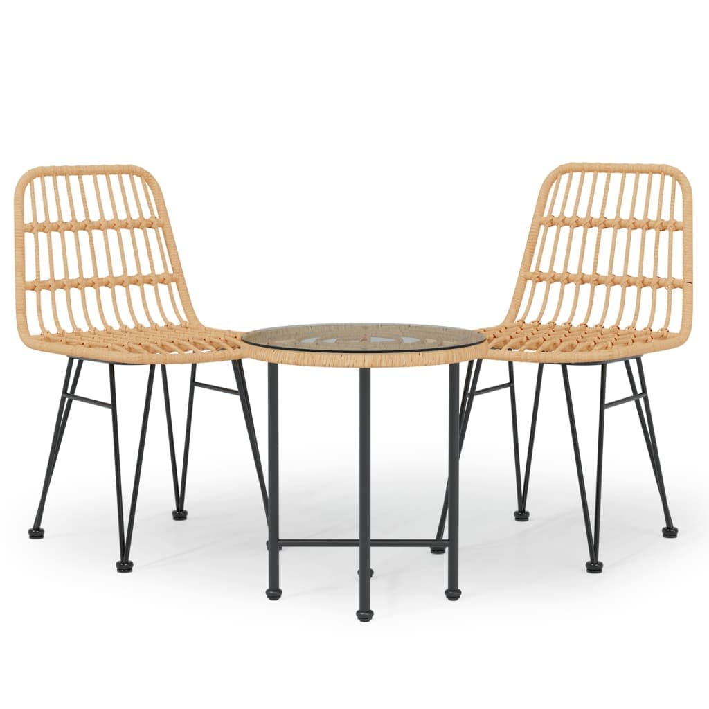 vidaXL 3 pcs conjunto de jantar para jardim vime PE