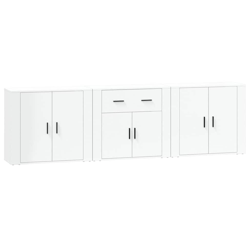 vidaXL Aparadores 3 pcs madeira processada branco