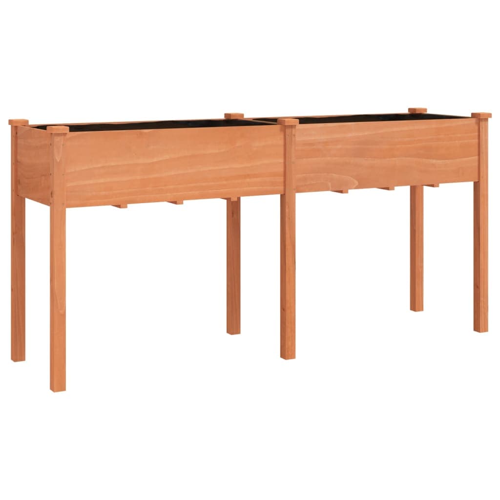 vidaXL Vaso/floreira c/ forro 161x45x76 cm abeto maciço castanho