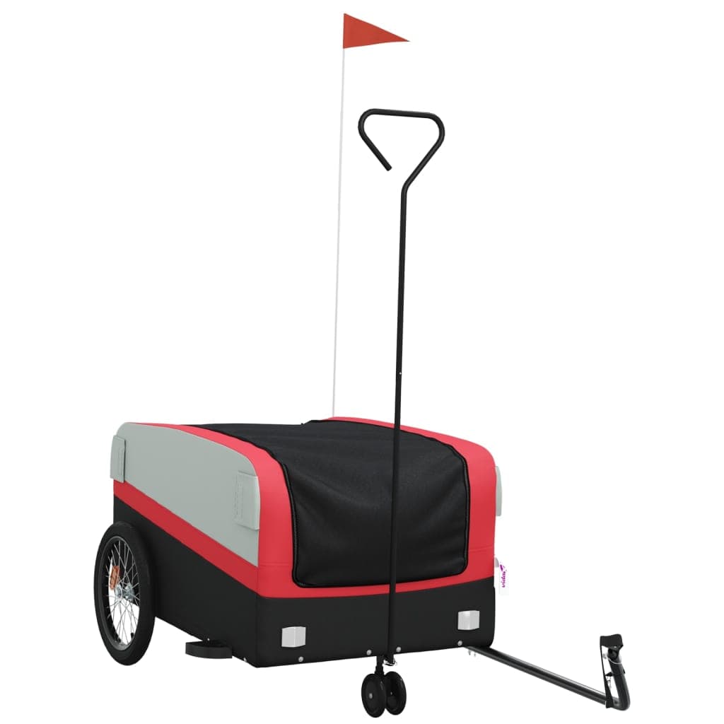 vidaXL Reboque para bicicleta 45 kg ferro preto e vermelho