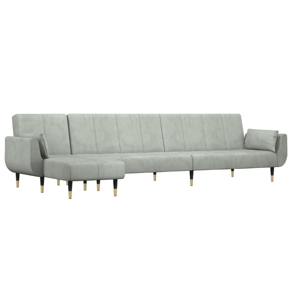 Sofá Cama vidaXL em Forma de L 275x140x70 cm Veludo Cinzento - 669746093