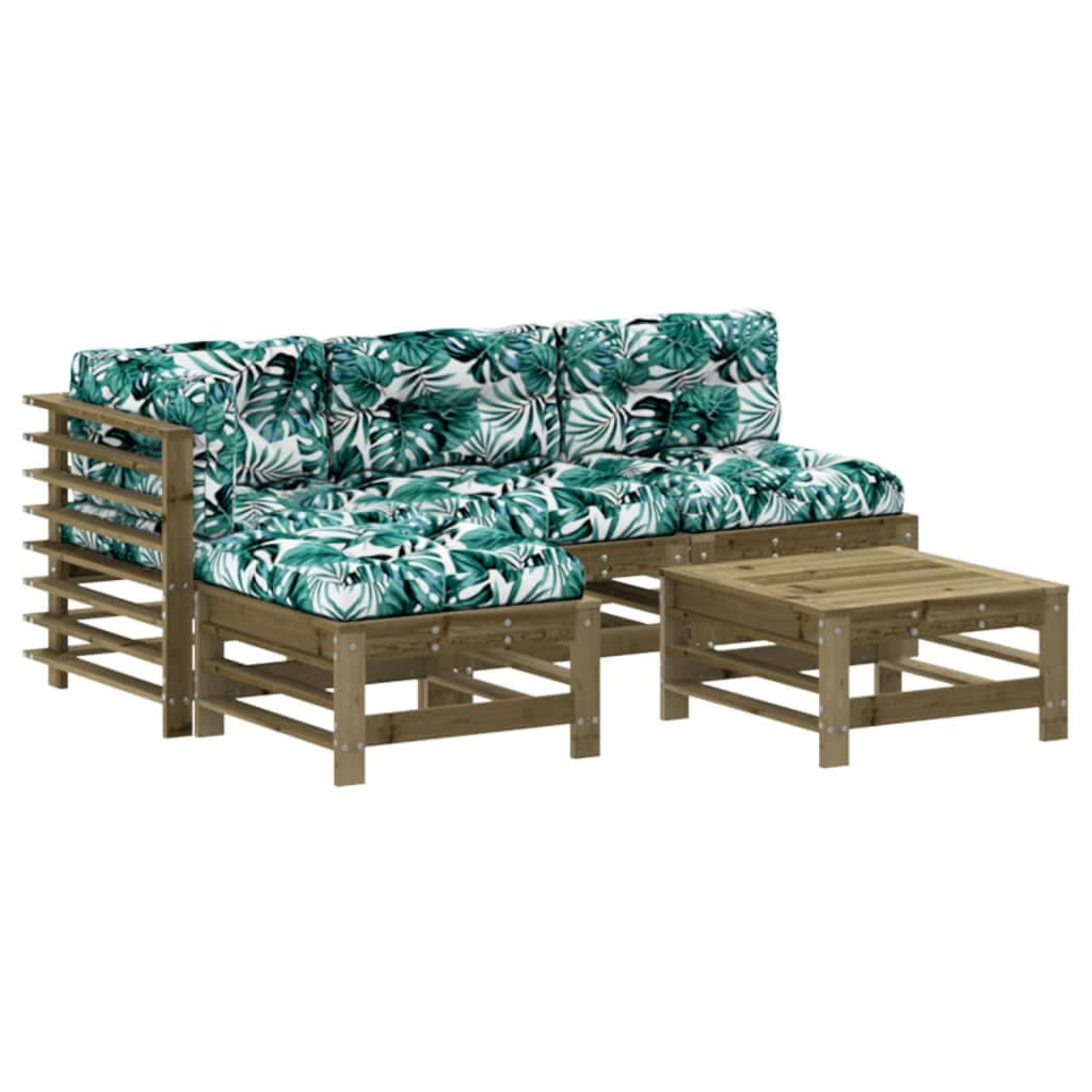 vidaXL 5 pcs conjunto lounge de jardim c/ almofadões pinho impregnado