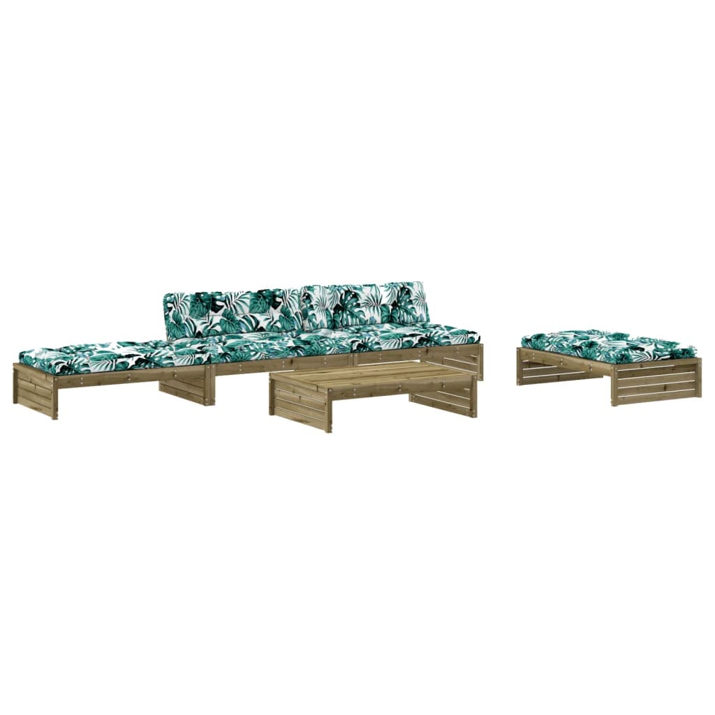 vidaXL 5 pcs conjunto lounge de jardim c/ almofadões pinho impregnado