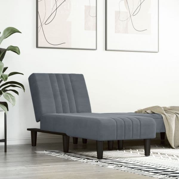 Sofá Chaise Longue Veludo Cinzento-escuro - 352827