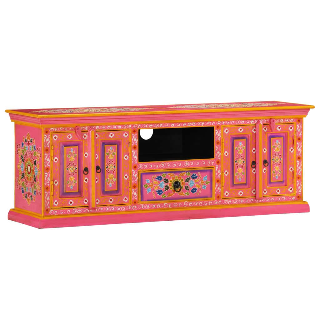 vidaXL Móvel de TV 110x30x40 cm madeira de mangueira maciça rosa