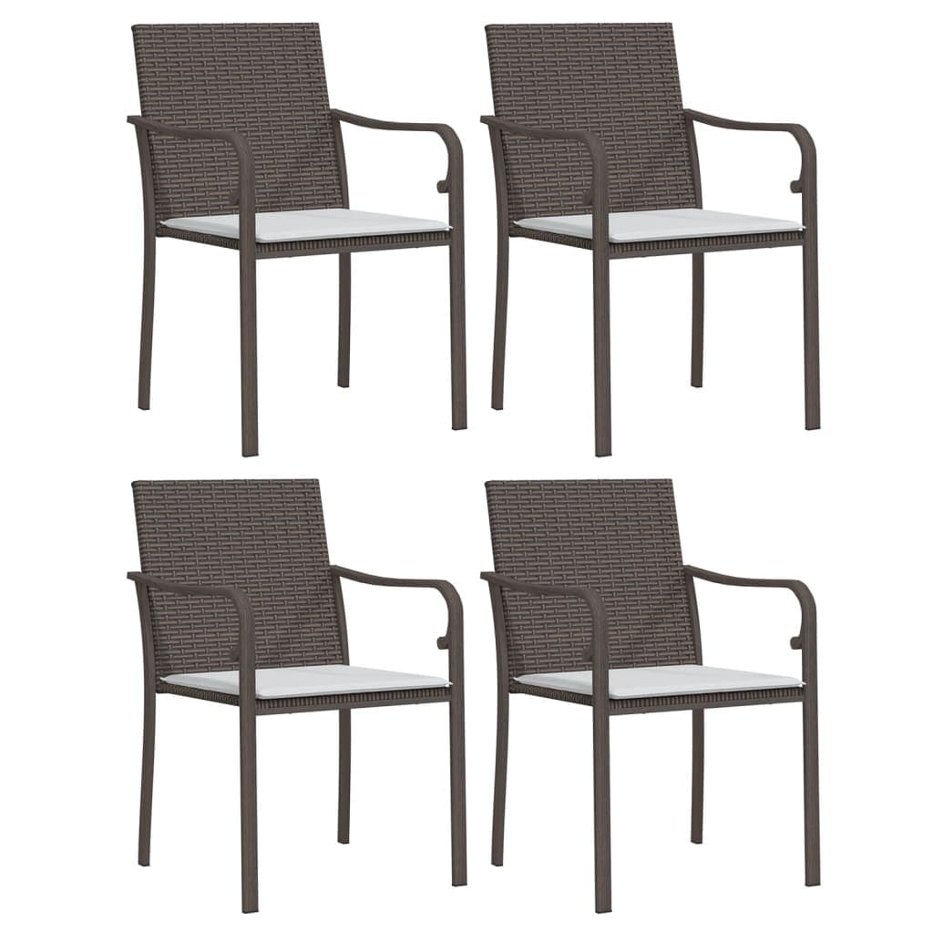 Cadeiras Jardim C/ Almofadões 4pcs 56x59x84 cm Vime Pe Castanho - 3187073