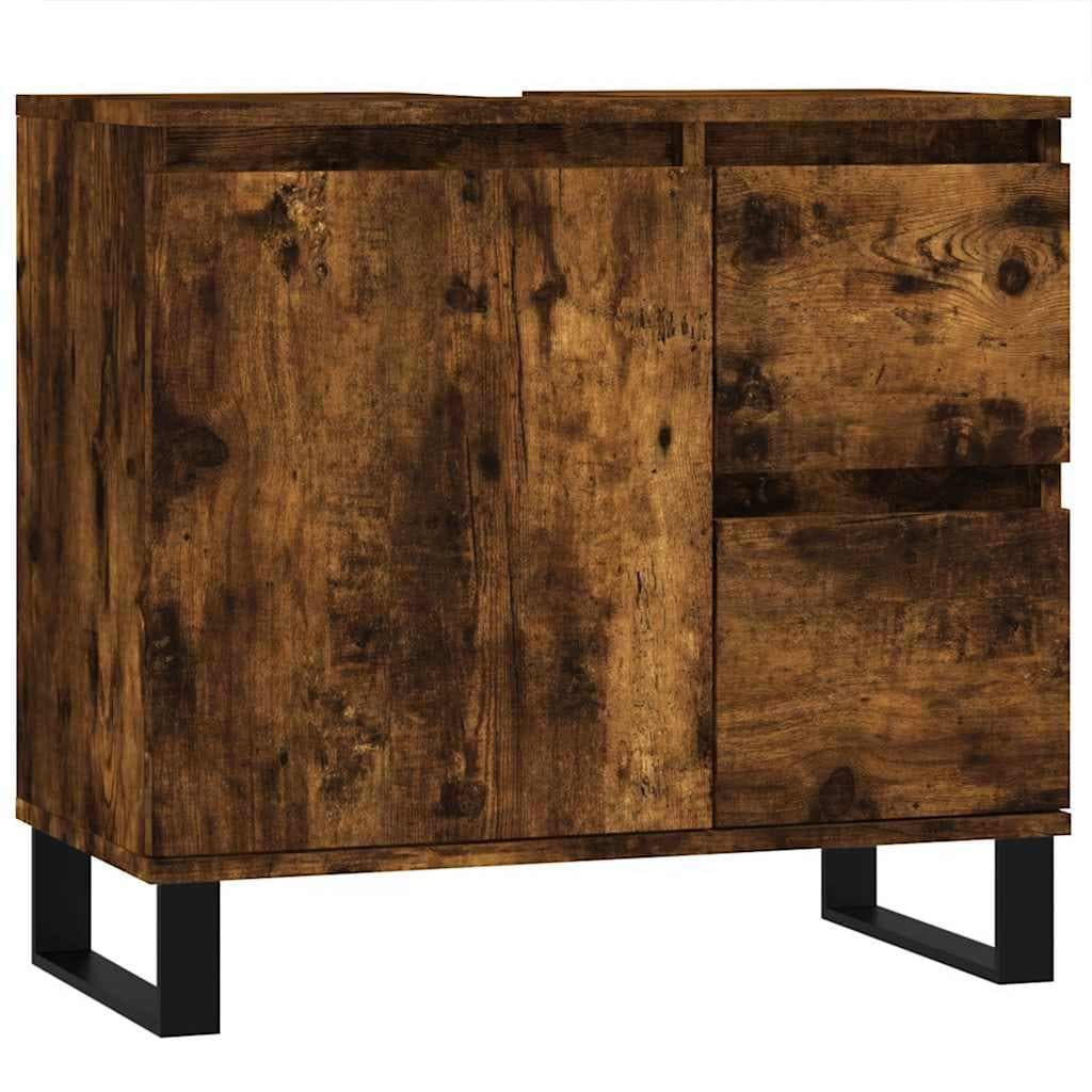vidaXL Armário casa de banho 65x33x60 cm madeira carvalho fumado