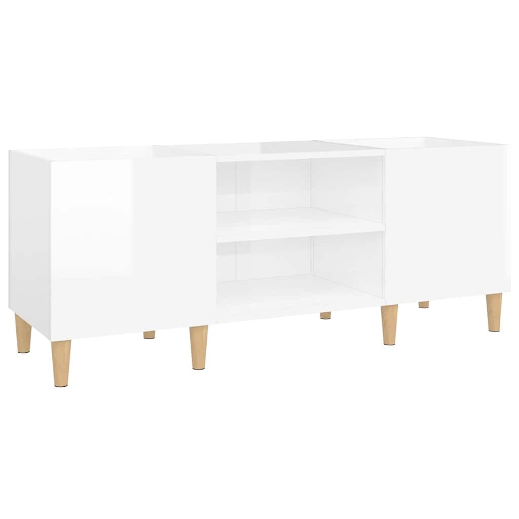 vidaXL Armário p/ discos 121x38x48 cm deriv. madeira branco brilhante