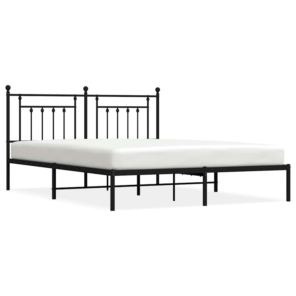 vidaXL Estrutura de Cama com Cabeceira 183x213 cm Metal Preto - 2375261369