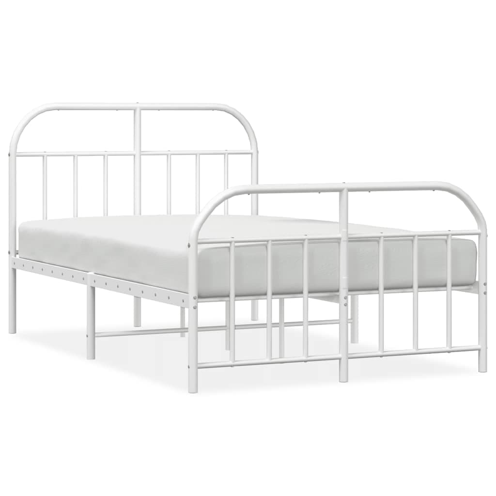 vidaXL Estrutura de Cama com Cabeceira e Pés 120x190 cm Metal Branco