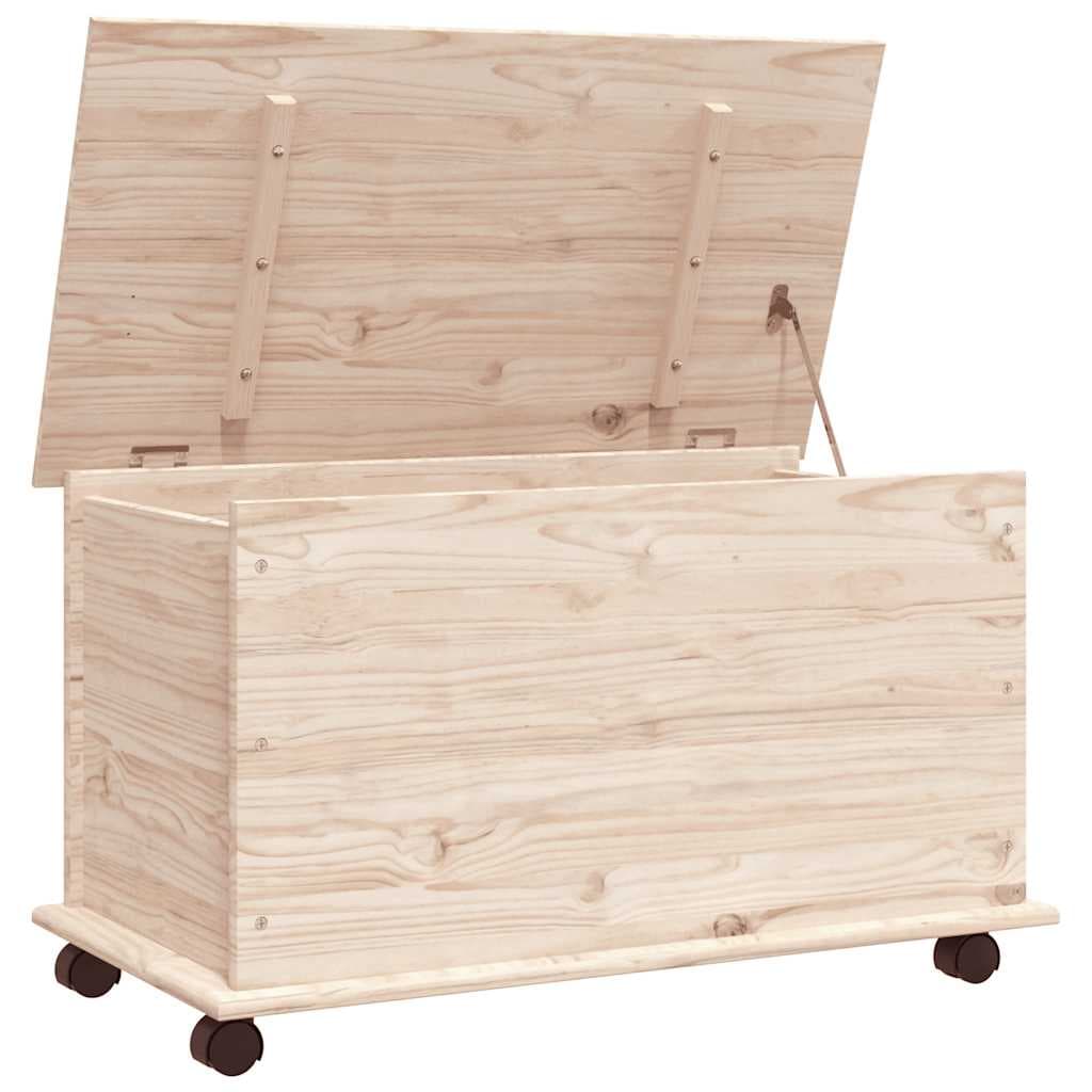 vidaXL Arca de Arrumação com Rodas Alta 73x39,5x44 cm Pinho Maciço - 2730047188
