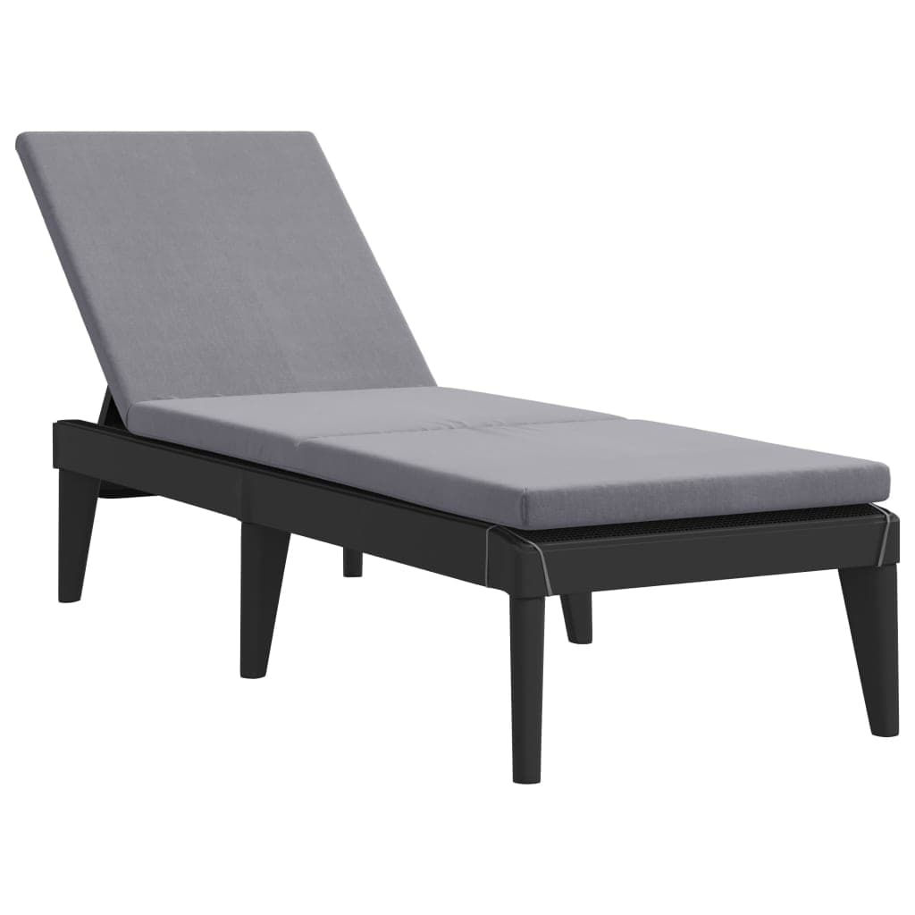 vidaXL Espreguiçadeira com almofadão 186x60x29 cm PP antracite