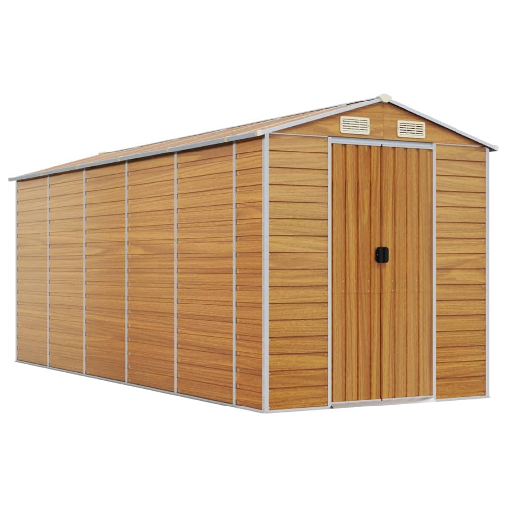 vidaXL Abrigo de jardim 191x470x198 cm aço galvanizado castanho-claro
