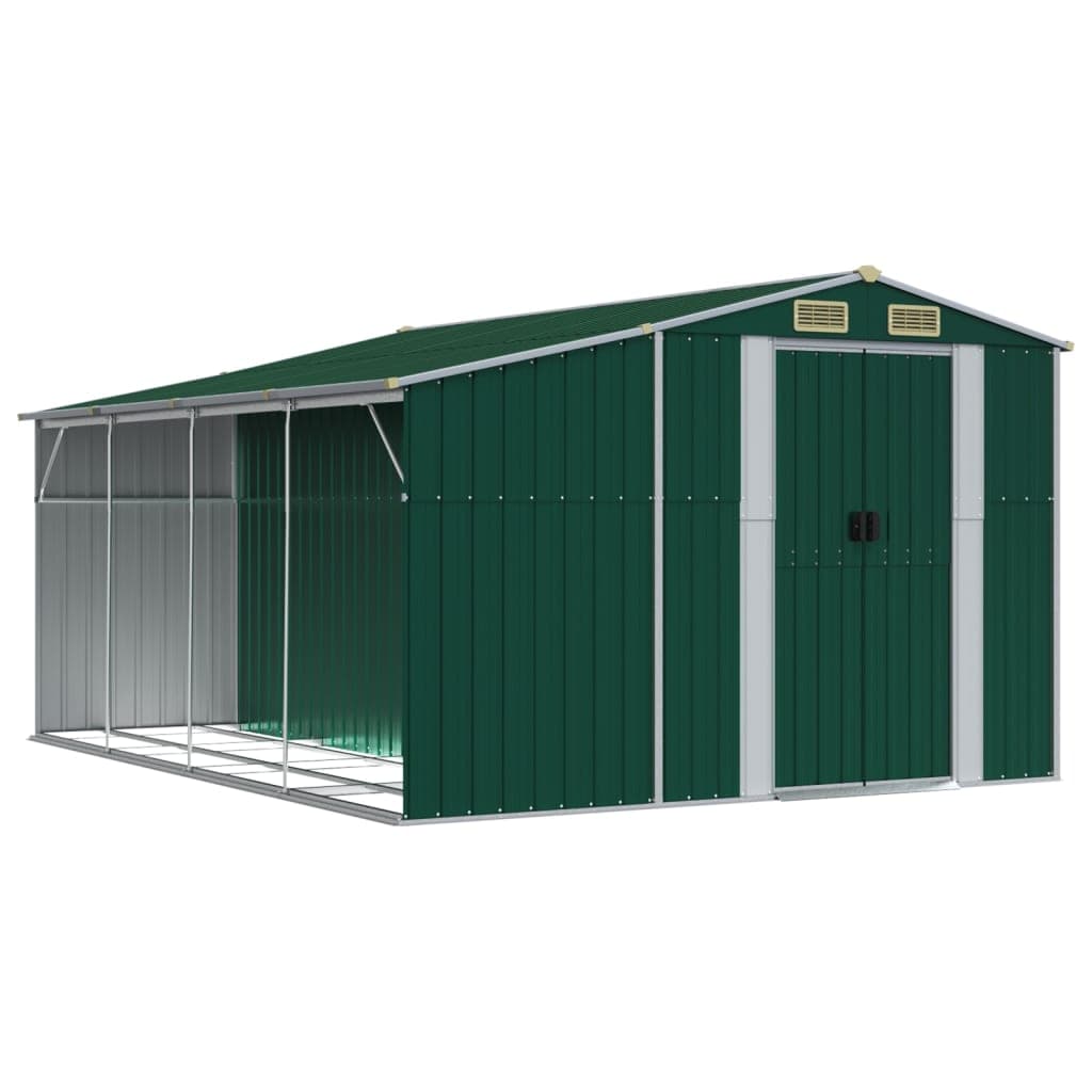 vidaXL Abrigo de jardim 277x365,5x179 cm aço galvanizado verde