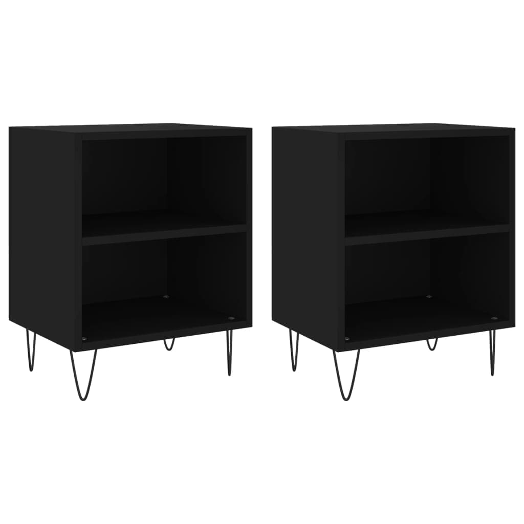 vidaXL Mesas de cabeceira 2pcs 40x30x50 cm derivados de madeira preto