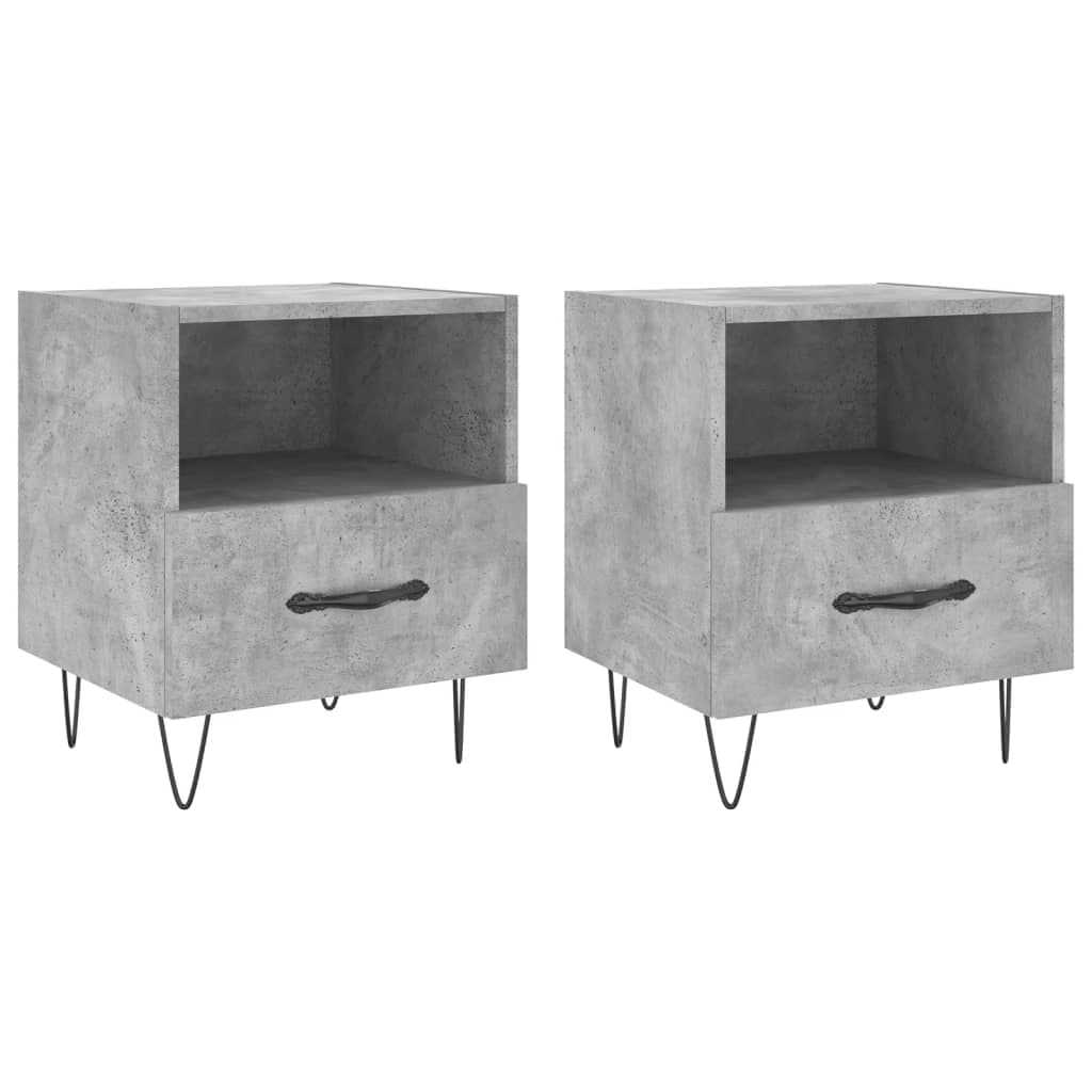 vidaXL Mesas de cabeceira 2pcs derivados de madeira cinza cimento
