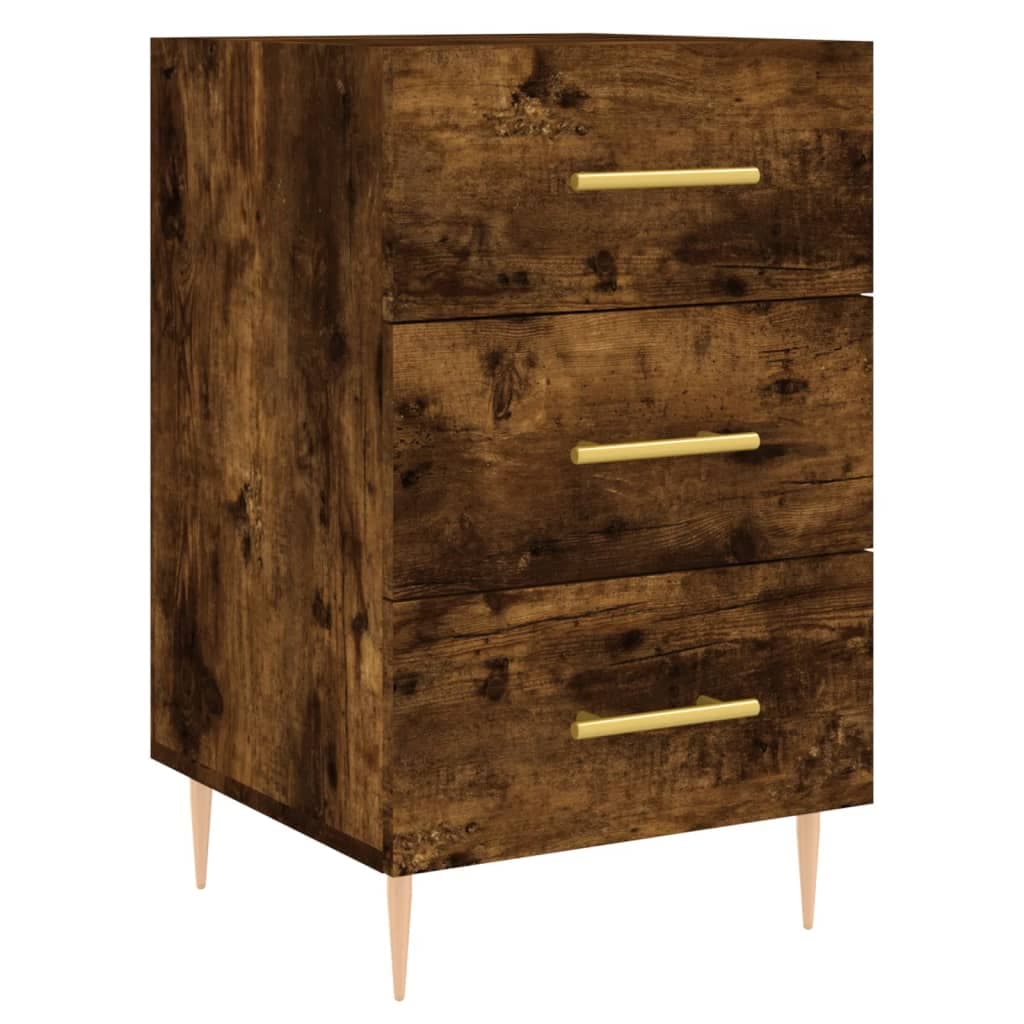 vidaXL Mesa cabeceira 40x40x66 cm derivados de madeira carvalho fumado