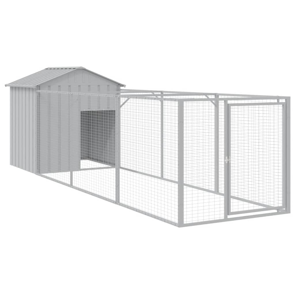 vidaXL Casota para cães com telhado aço galvanizado cinzento-claro