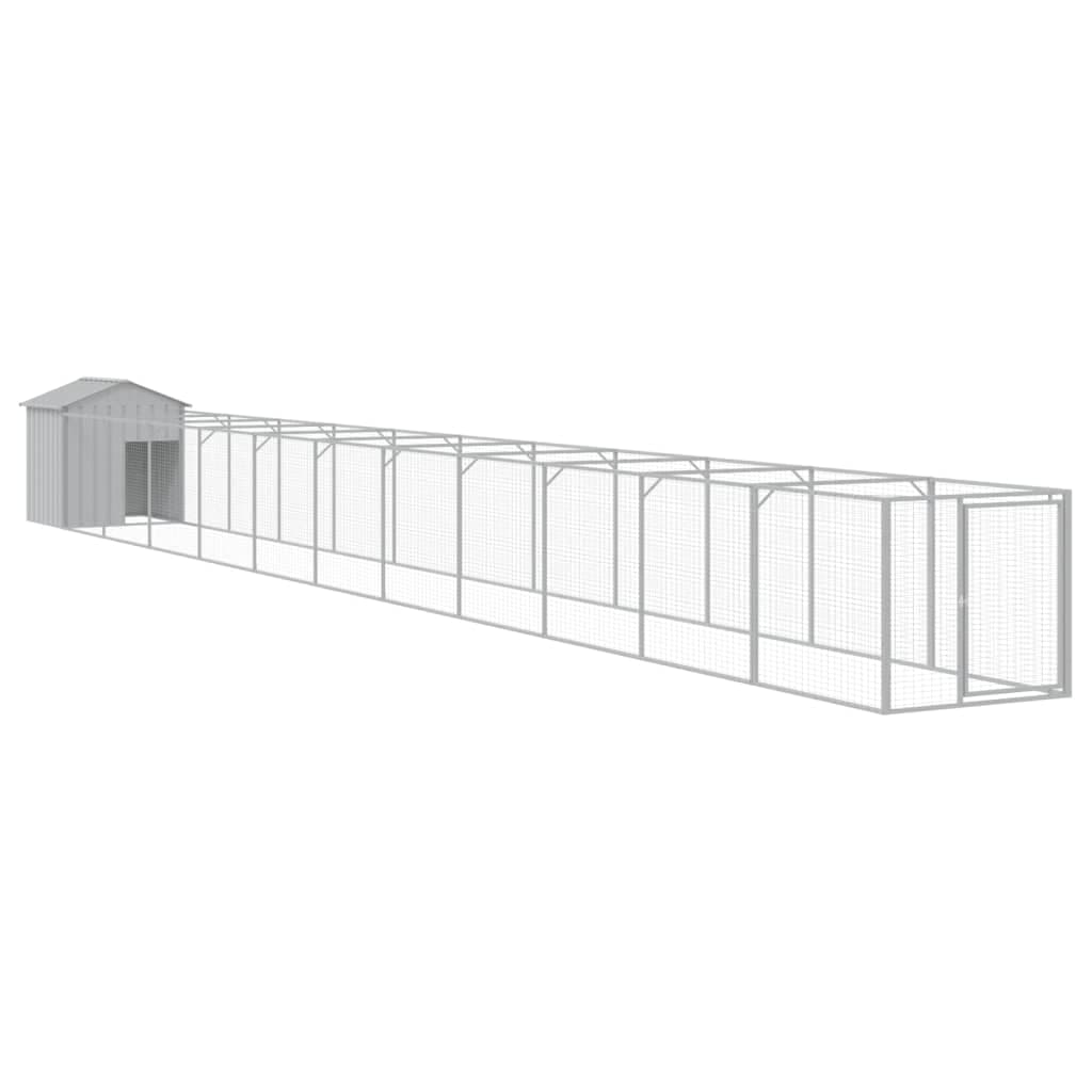 vidaXL Casota para cães com telhado aço galvanizado cinzento-claro