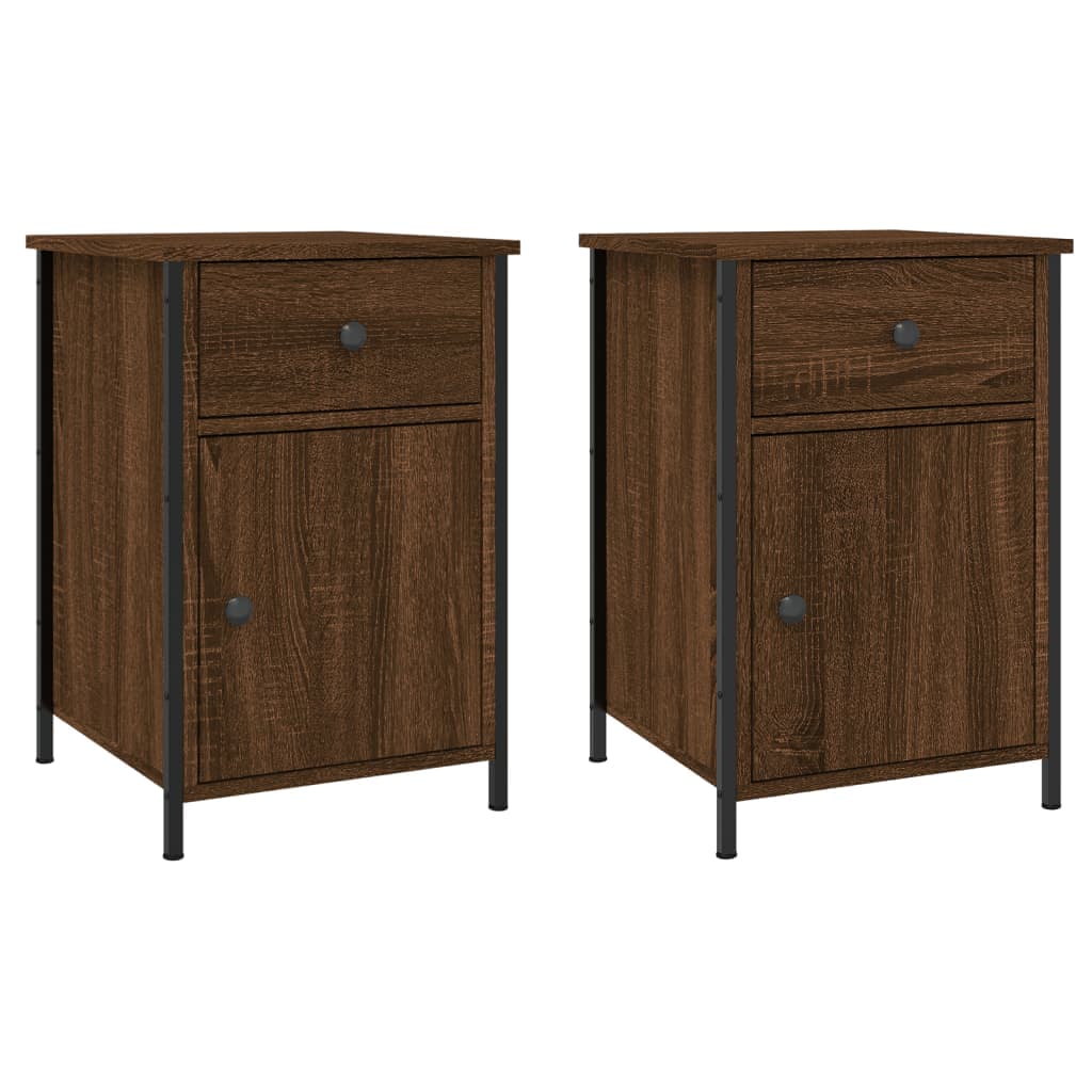 vidaXL Mesas cabeceira 2pcs 40x42x60cm deriv.madeira carvalho castanho
