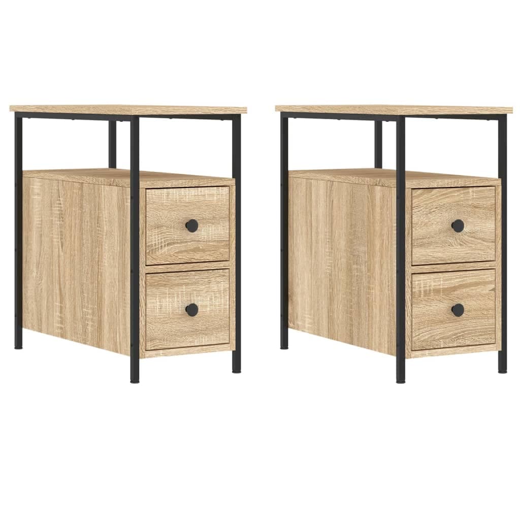 vidaXL Mesas de cabeceira 2 pcs derivados de madeira carvalho sonoma