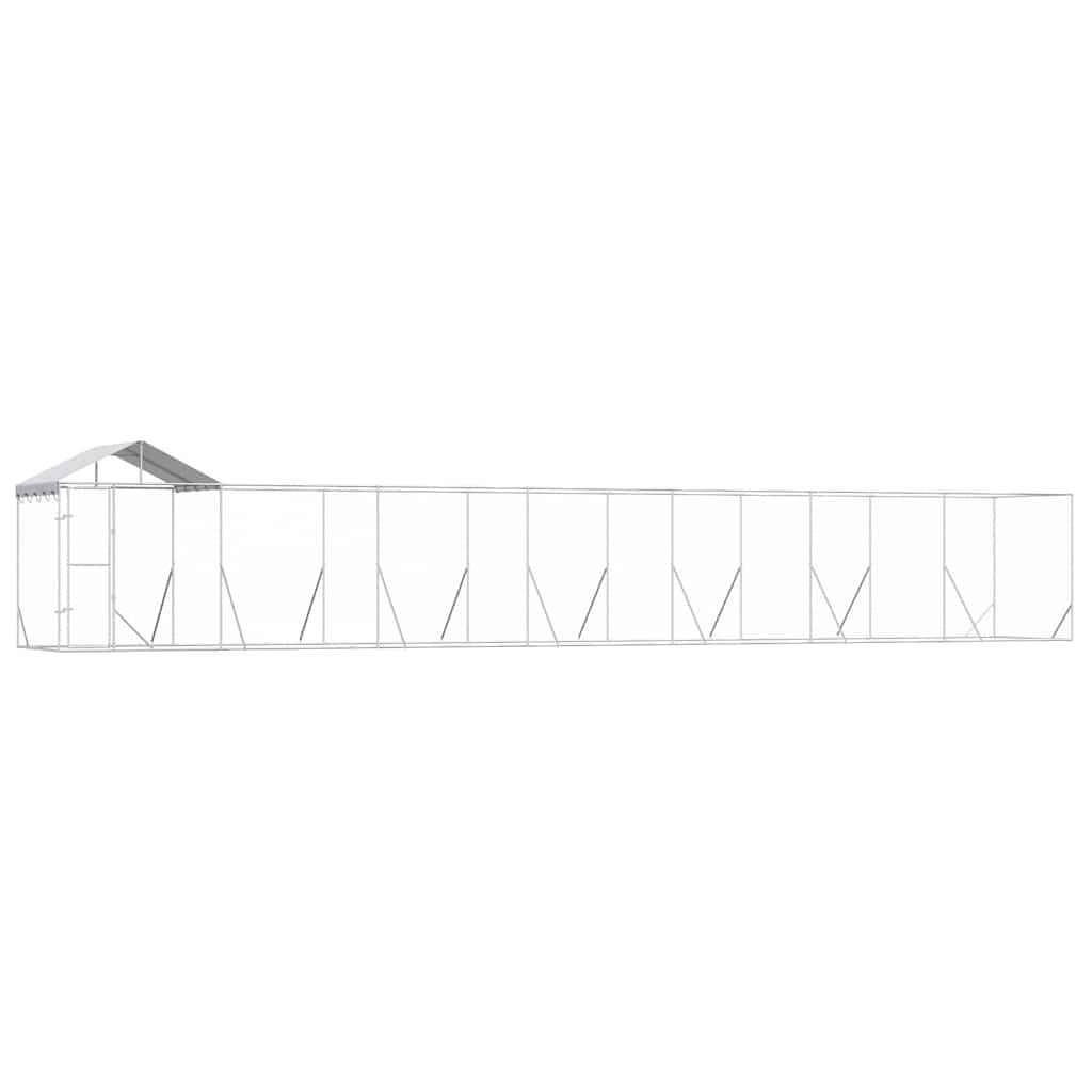 vidaXL Canil de exterior com teto 14x2x2,5 m aço galvanizado prateado
