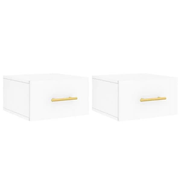 vidaXL Mesas de Cabeceira Montagem na Parede 2 Peças 35x35x20 cm Branco - 36311780