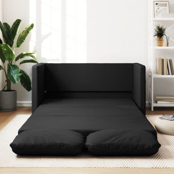 Sofá Cama vidaXL sem Pés 112x174x55 cm Couro Artificial Preto - 3634562696