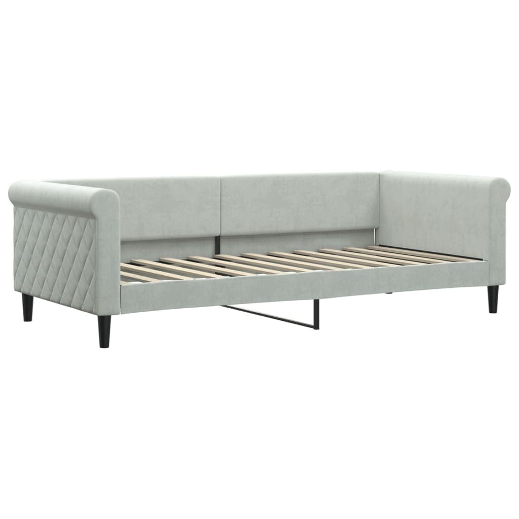 vidaXL Sofá-cama 90x200 cm Veludo Cinzento-claro - 4234680240