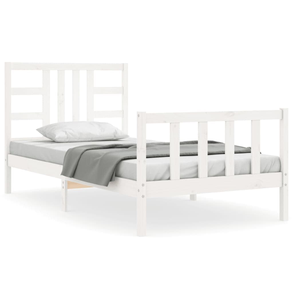 vidaXL Cama sem colchão 100x200 cm madeira de pinho maciça branco